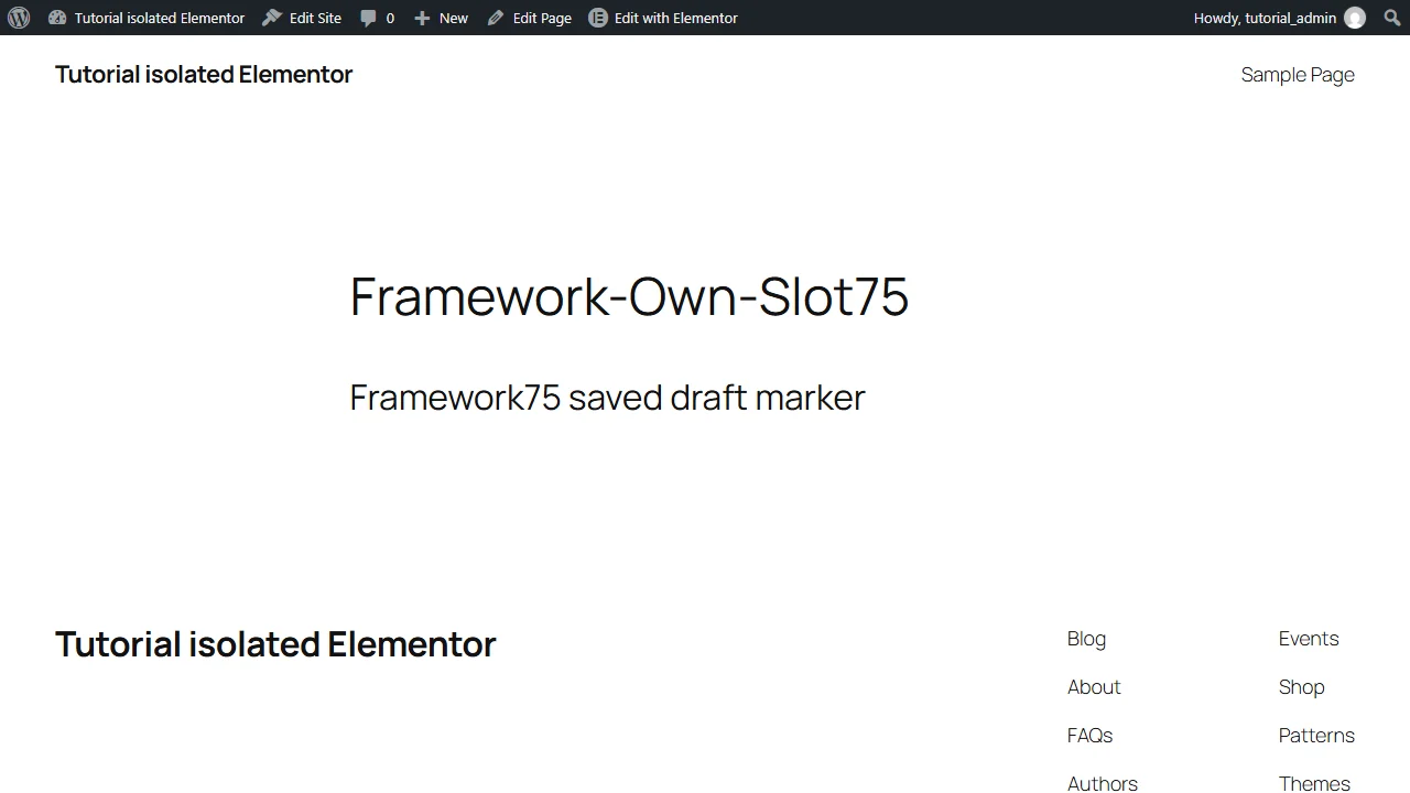 Elementor本地草稿的登入預覽顯示Framework75 saved draft marker
