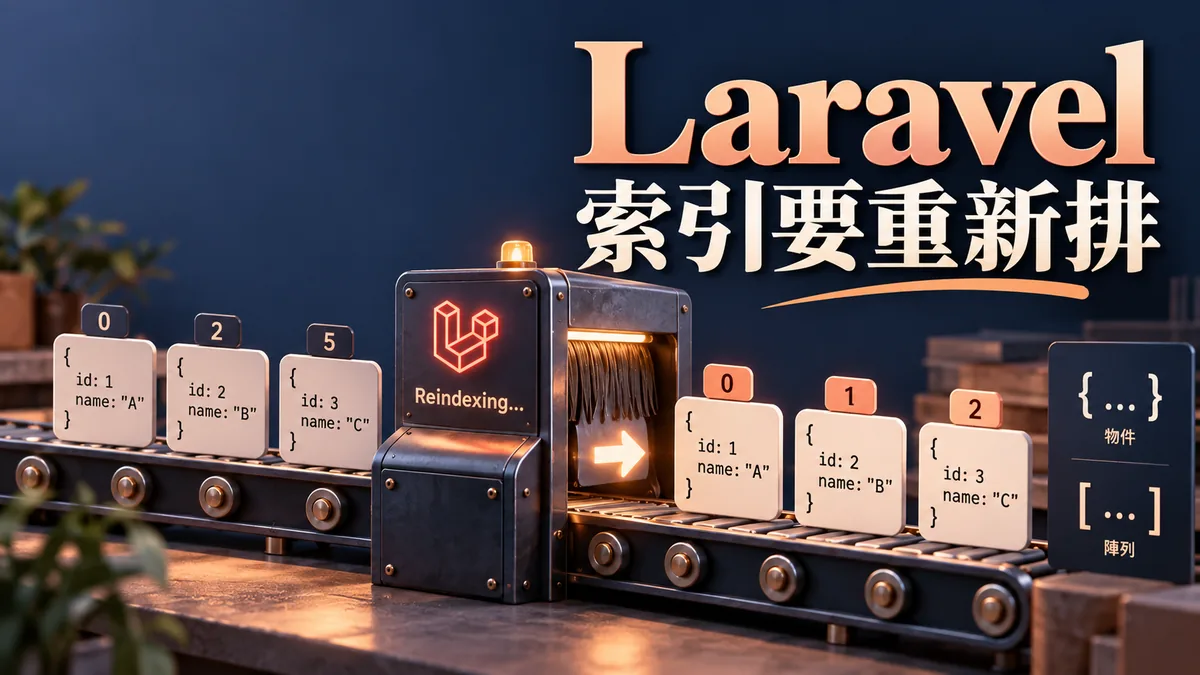Laravel篩選集合後JSON變物件：用values整理索引