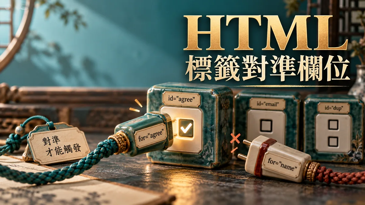 HTML點標籤卻沒選中欄位：for要對上唯一id