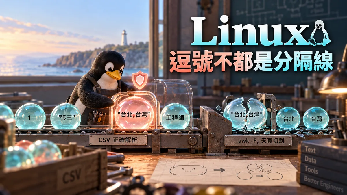 Linux awk用逗號切CSV欄位錯位：引號裡的逗號怎麼辦