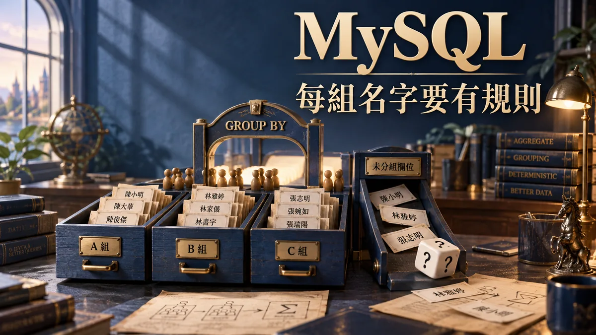 MySQL GROUP BY選名字報錯：別讓非分組欄位隨機取值