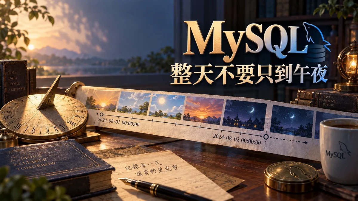 MySQL查整天少了晚間資料：DATETIME用半開區間