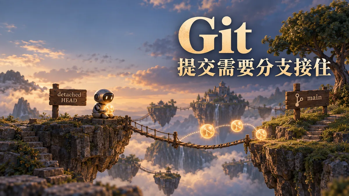 Git切到舊提交進入detached HEAD：把新提交留在分支