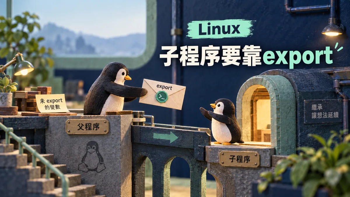 Linux shell變數在子程序不見：assignment與export