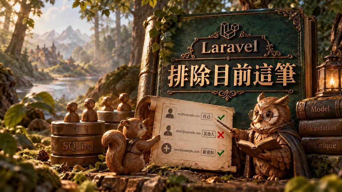 Laravel更新原email也報重複：unique要排除目前模型