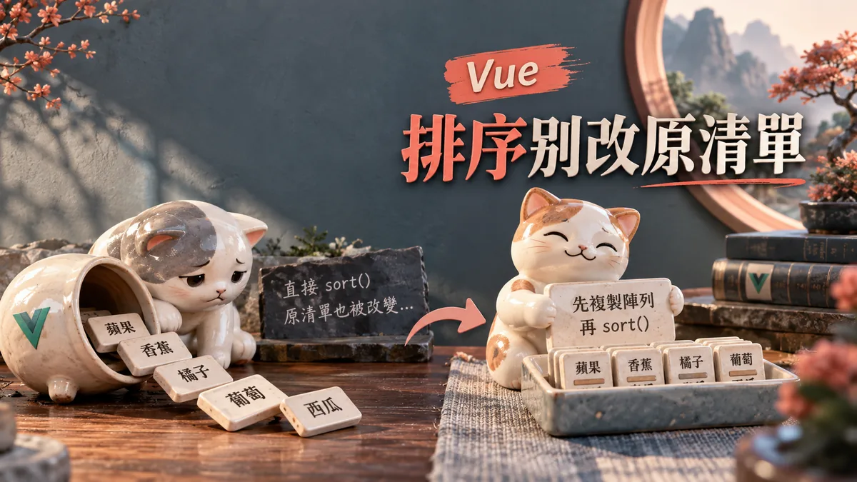 Vue計算排序後原清單也變：先複製陣列再sort