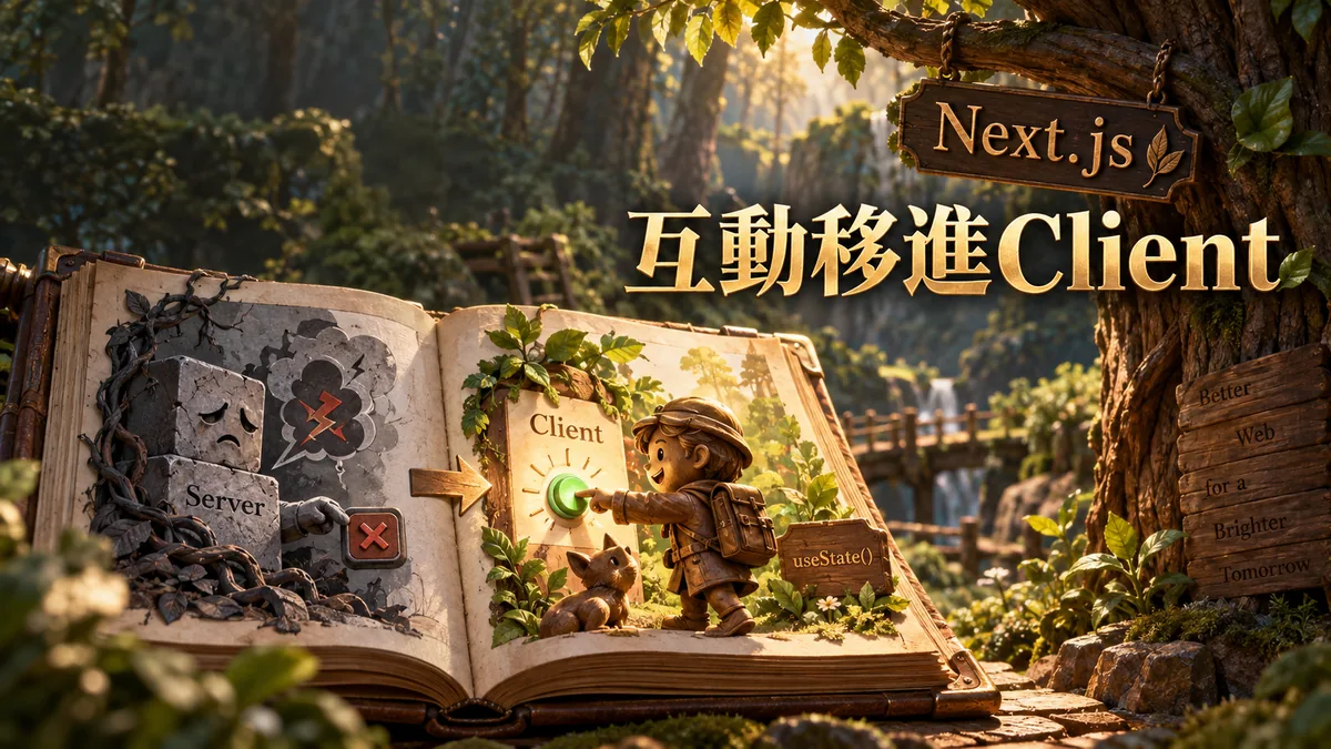 Next.js伺服器頁的按鈕onClick報錯：抽出Client元件