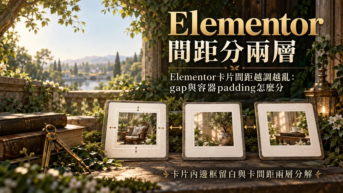 Elementor卡片間距越調越亂：gap與容器padding怎麼分