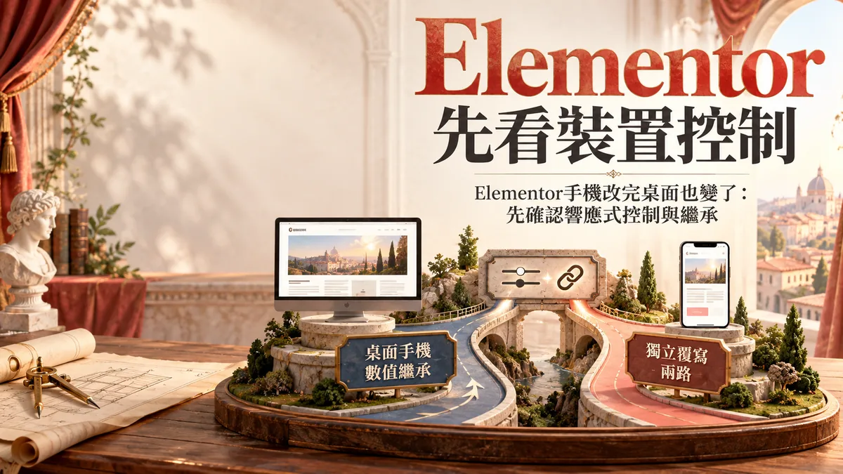 Elementor手機改完桌面也變了：先確認響應式控制與繼承