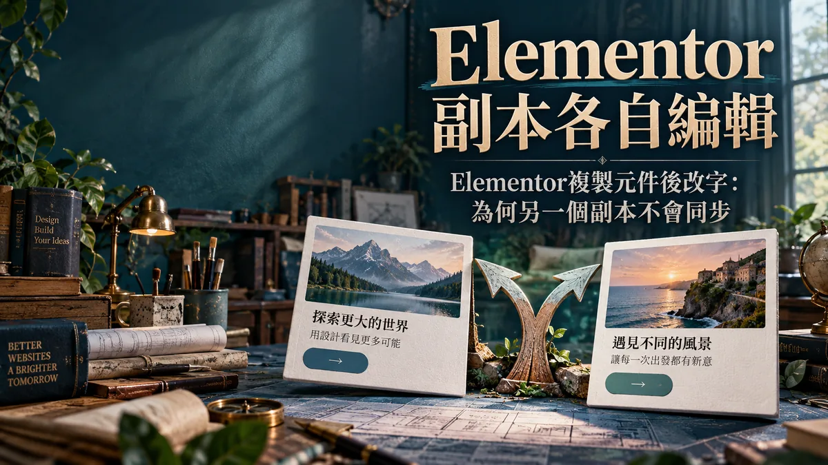 Elementor複製元件後改字：為何另一個副本不會同步