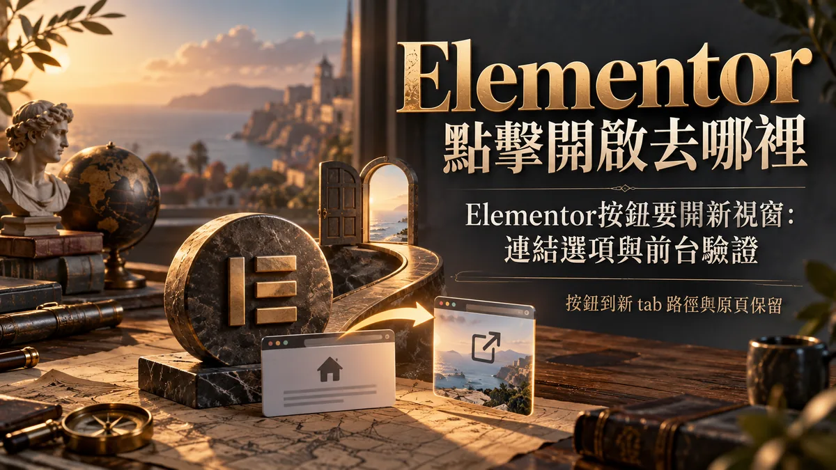 Elementor按鈕要開新視窗：連結選項與前台驗證