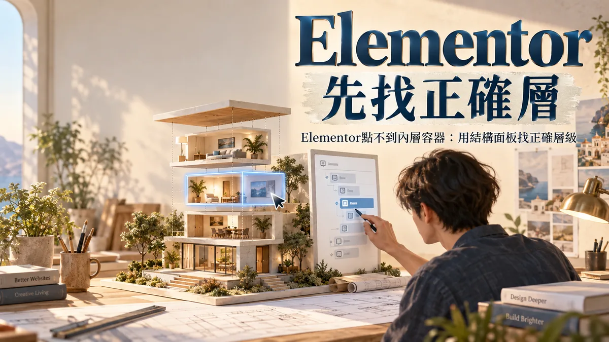 Elementor點不到內層容器：用結構面板找正確層級