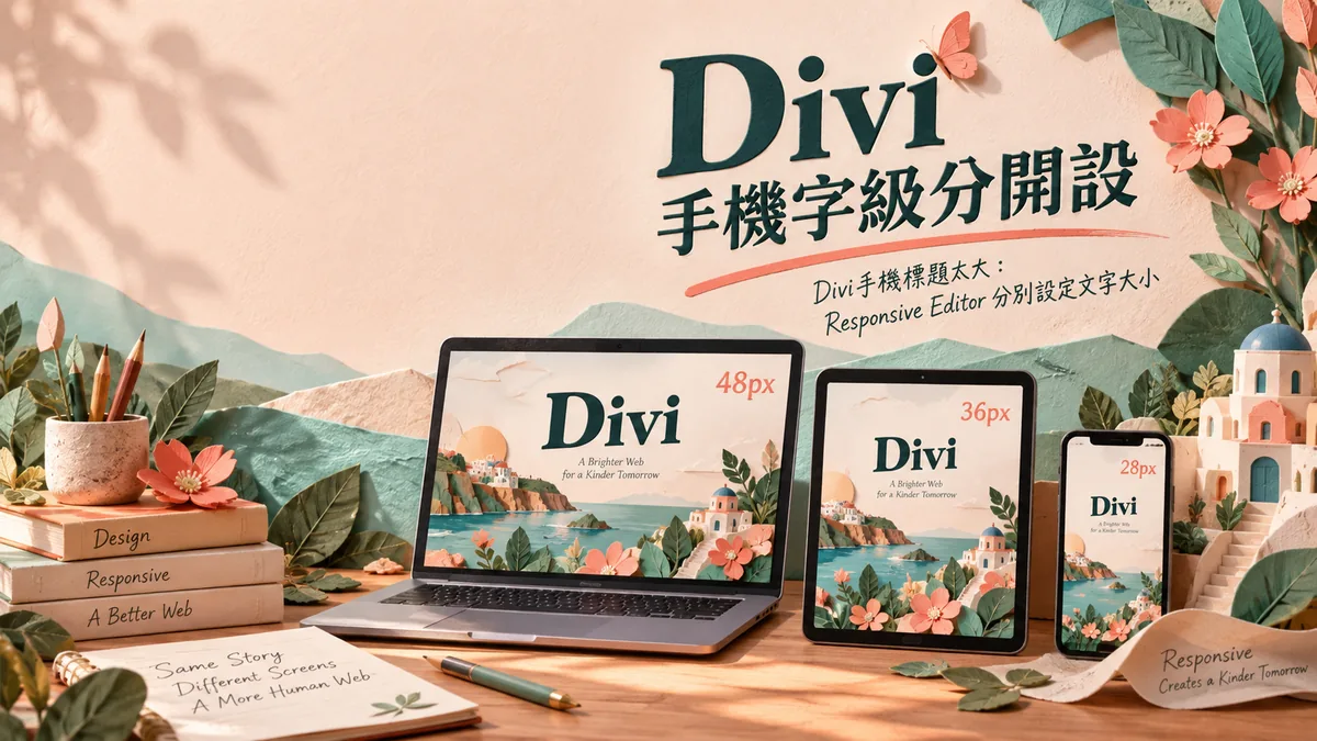 Divi手機標題太大：Responsive Editor分別設定文字大小