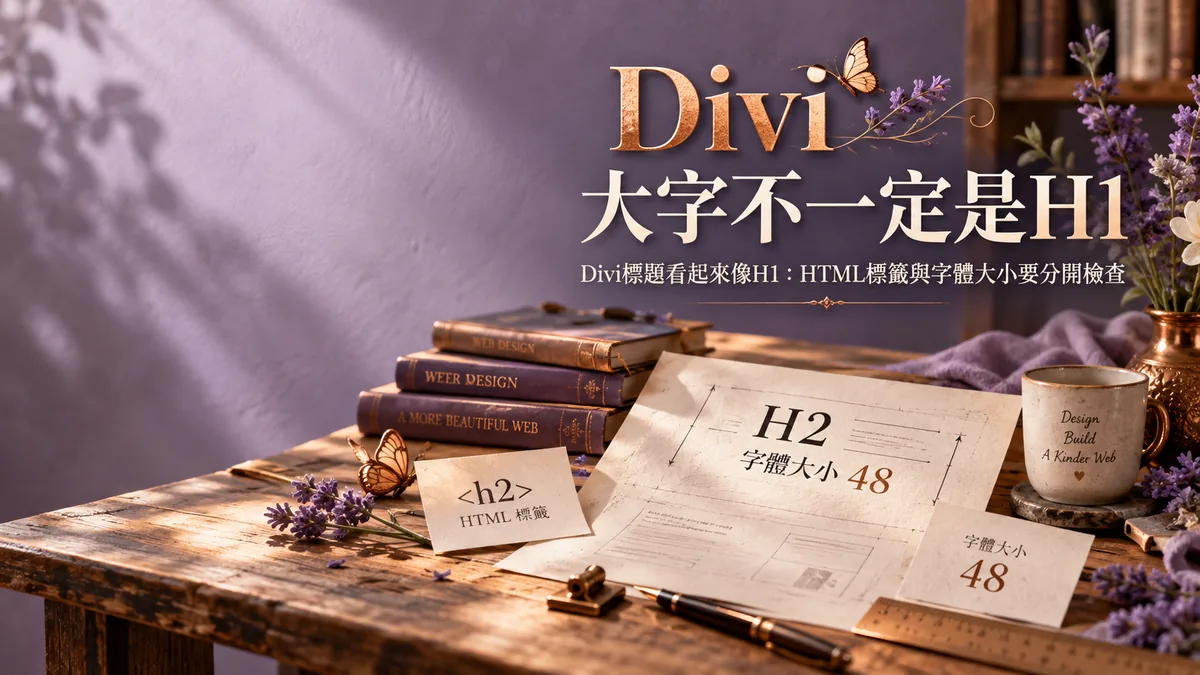 Divi標題看起來像H1：HTML標籤與字體大小要分開檢查
