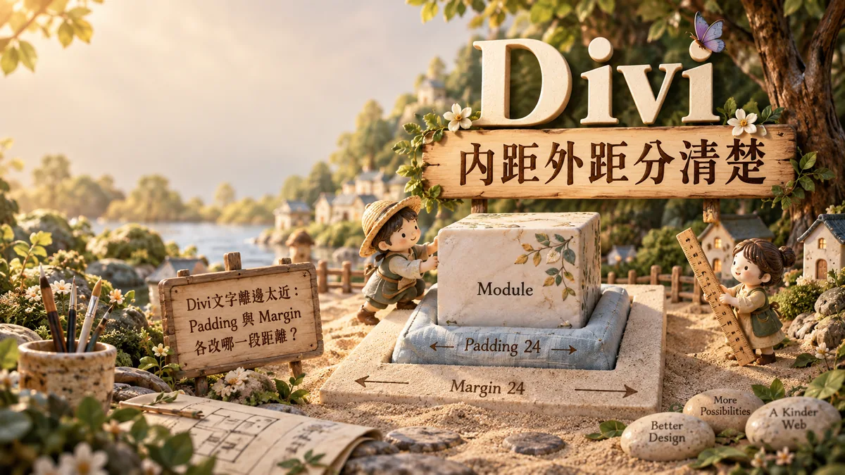 Divi文字離邊太近：Padding與Margin各改哪一段距離