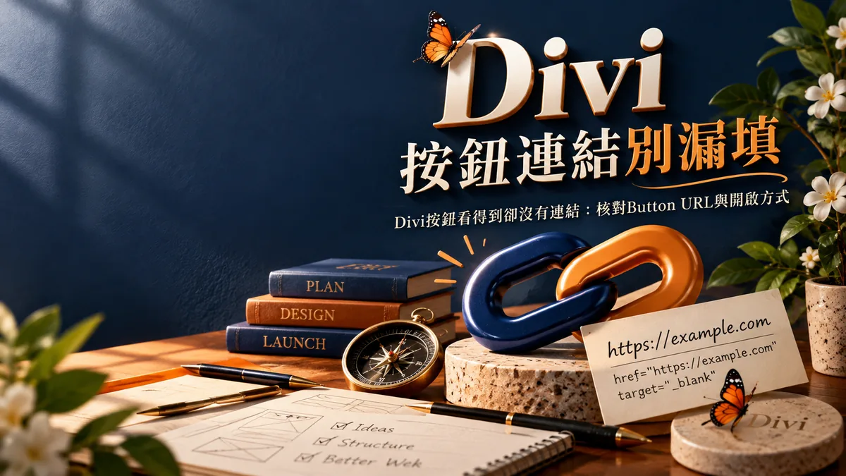 Divi按鈕看得到卻沒有連結：核對Button URL與開啟方式