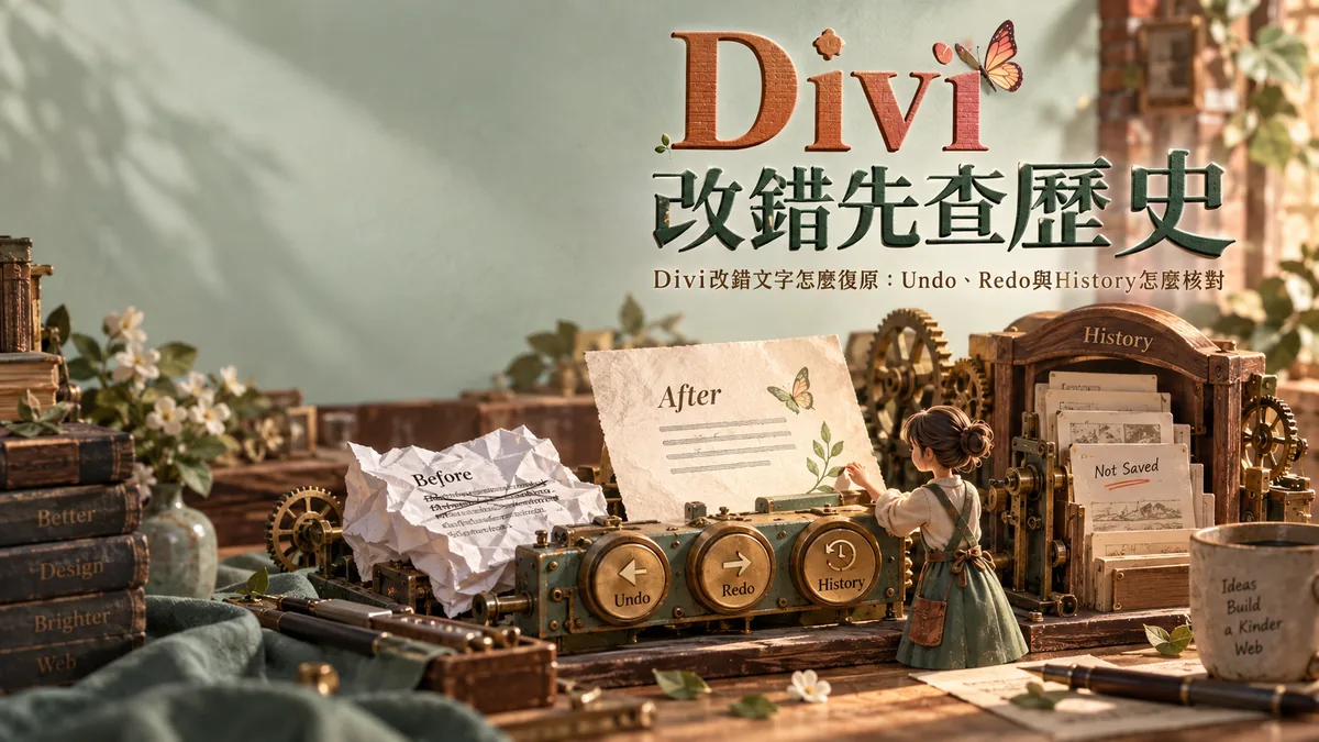 Divi改錯文字怎麼復原：Undo、Redo與History怎麼核對