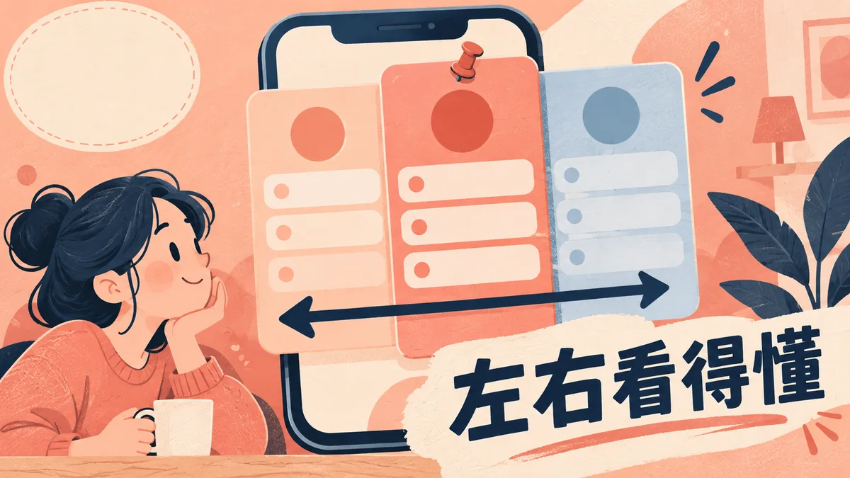 手機橫向比較表怎麼提示可捲動，又不遮住欄名