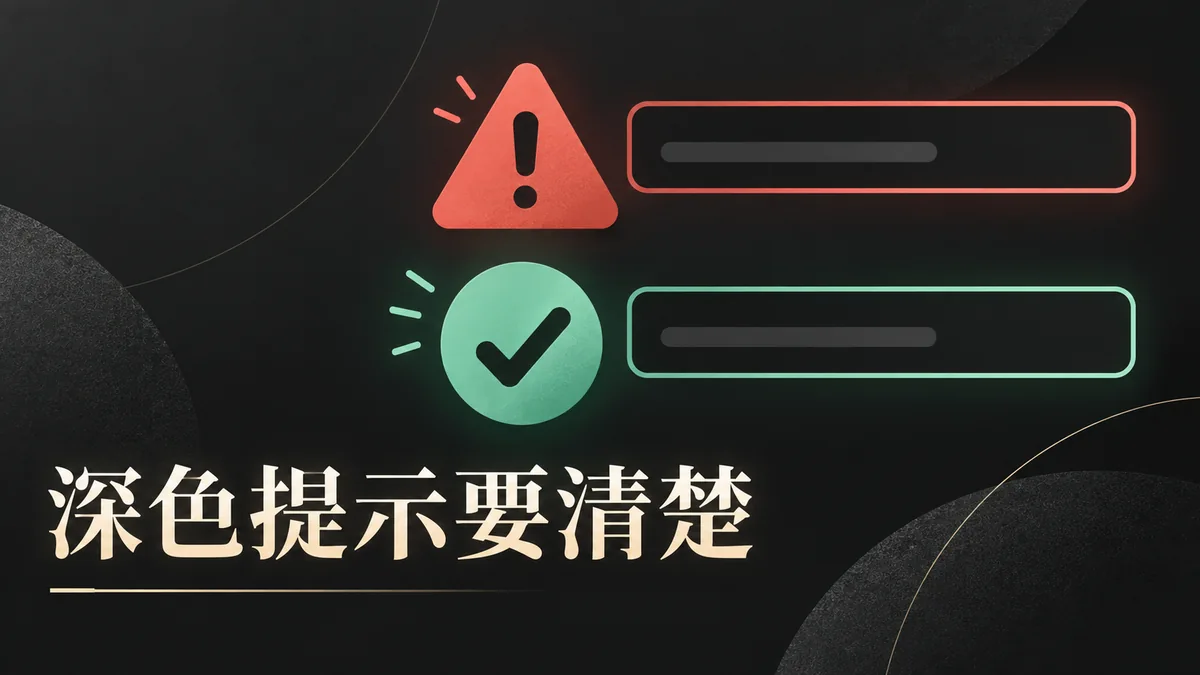 深色模板上的表單提示怎麼配色，讓錯誤與成功都看得懂