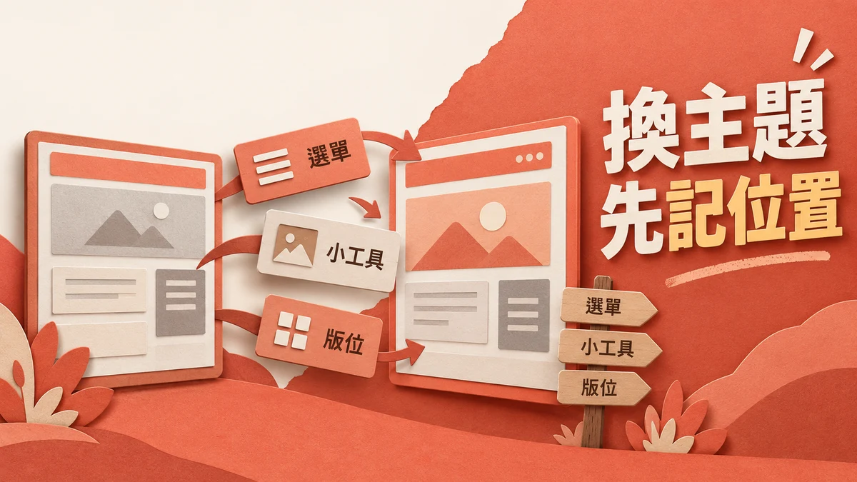 WordPress 換主題前怎麼保住選單與小工具：先記位置再切換