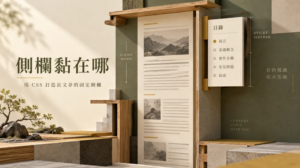 CSS黏住的側欄沒生效：檢查容器高度與overflow